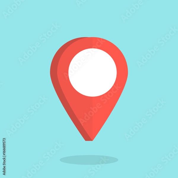 Obraz Realistic 3d pointer of map. Orange map marker icon in vector.
