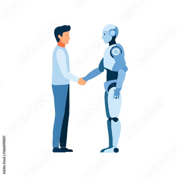 Obraz Businessman Handshaking Robot in Agreement

