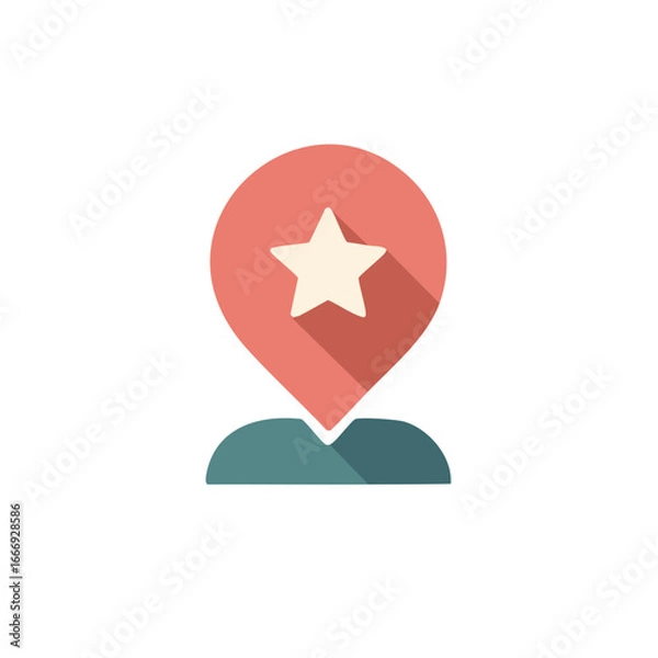 Fototapeta Star Location Pin Flat Icon Illustration for Digital Map Navigation and UI Design