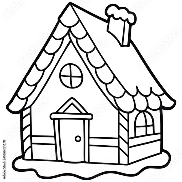 Obraz Gingerbread House line art vector