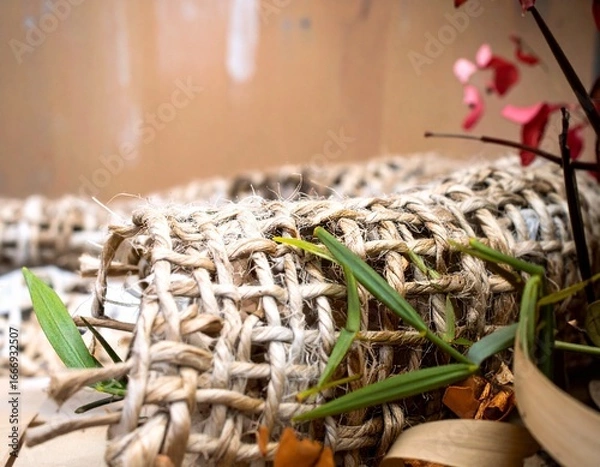 Obraz Generated image Woven Jute Pattern Background in Soft Earth Tones