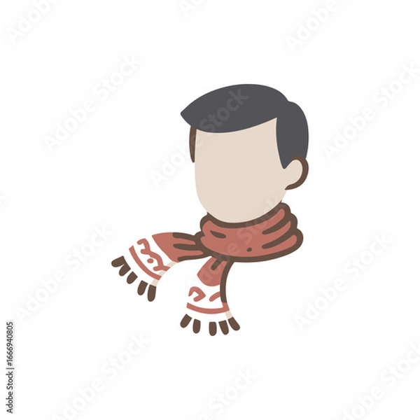 Fototapeta A minimalist illustration of a person wearing a decorative scarf, showcasing warmth and style