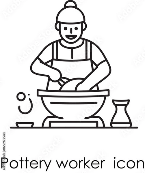 Obraz traditional pottery worker shaping clay vector icon