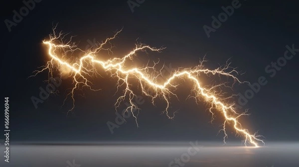 Fototapeta A striking image of a lightning bolt illuminating the dark sky with vibrant, jagged arcs of electricity.