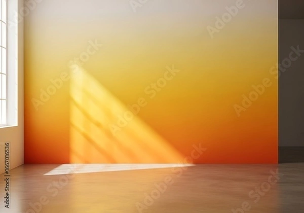 Fototapeta Empty room with ombre wall and sunlight