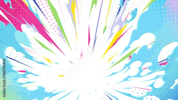 Fototapeta 着地の衝撃のカラフルな煙のエフェクトの背景素材_16:9