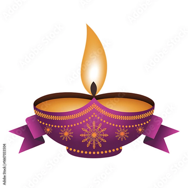 Fototapeta A glowing Diwali diya lamp illuminating hope and tradition with its on transparent background