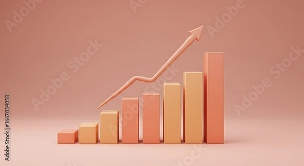 Fototapeta Monochromatic Bar Chart Showing Positive Growth Trend.