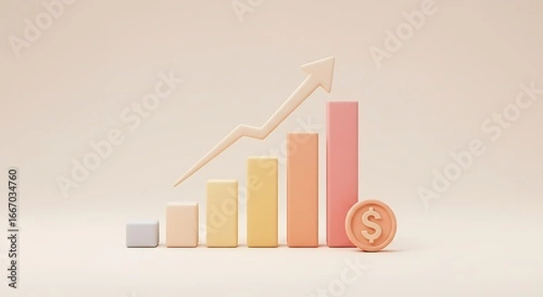 Fototapeta Business growth chart with coin representing financial success and investment.