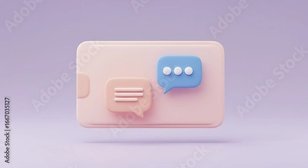 Obraz 3D render of a smartphone with chat bubbles.