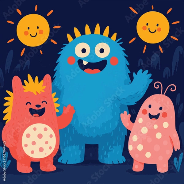 Obraz Happy Colorful Fantasy Monsters Vector Artwork for Children