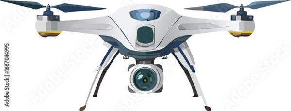 Fototapeta Vector drone with camera lens, minimal tech design