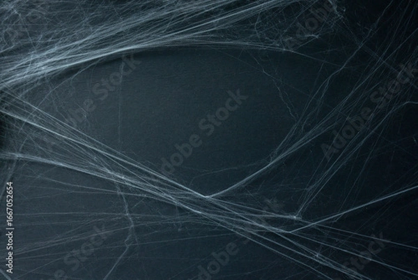 Fototapeta close up spider's web on retro vintage dark black color background for halloween night party design concept concept