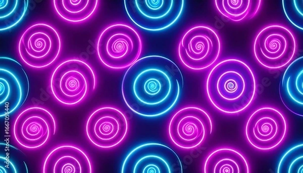 Fototapeta Abstract Neon Circles Pattern in Pink and Blue.
