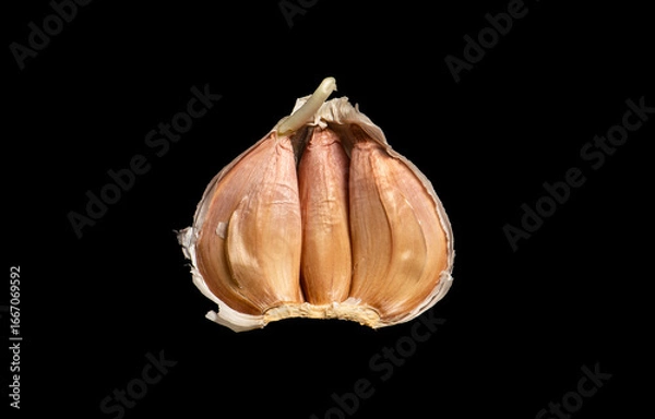 Obraz Garlic Bulb Segment Isolated on Black Background