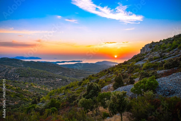 Obraz Scenic Sunset Over Hvar Island, Croatia