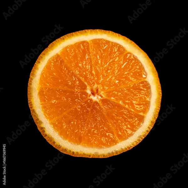 Obraz Fresh Orange Slice on Black Background