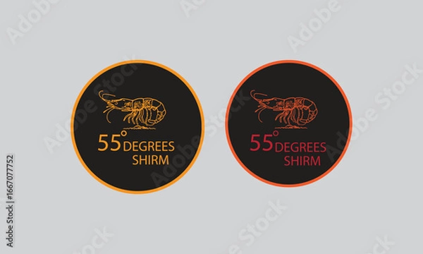 Obraz Two Circular Logos for "55 Degrees Shrimp" Restaurant