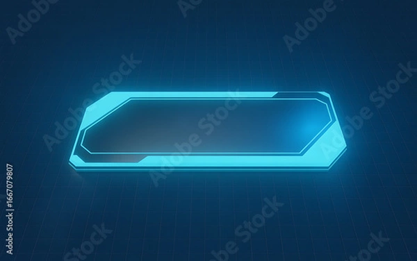 Obraz Glowing blue futuristic interface element on dark background on transparent background