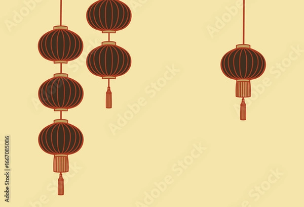 Obraz  Illustration for Asian-style lantern background