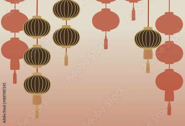 Obraz  Illustration for Asian-style lantern background