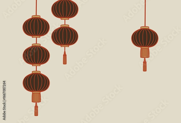 Obraz  Illustration for Asian-style lantern background
