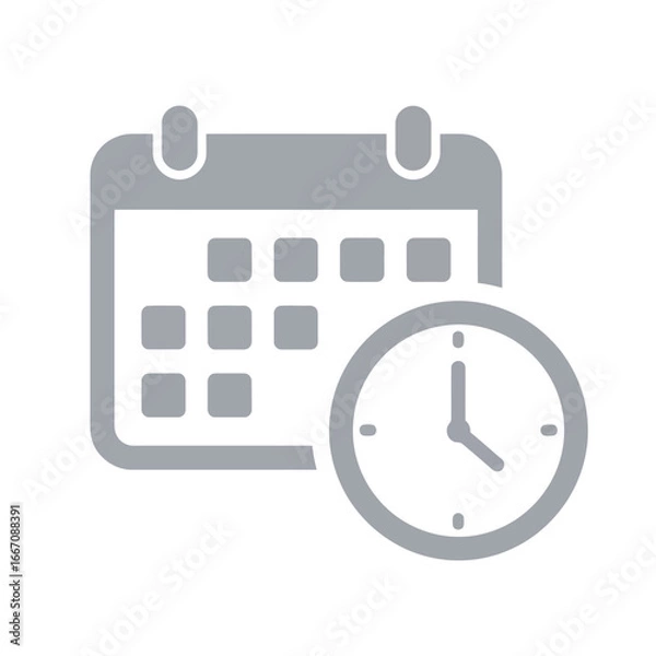 Obraz Calendar and clock icon symbolizing time management and planning