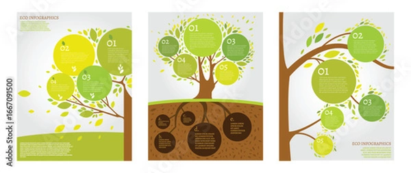 Fototapeta Beautiful bio infographics with trees and branches.