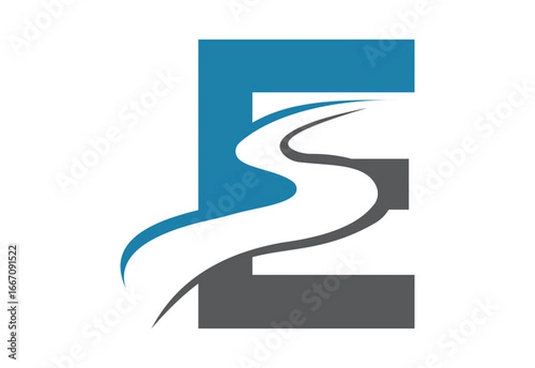 Fototapeta Initial Letter E with backspace S or pathway Logo design vector template