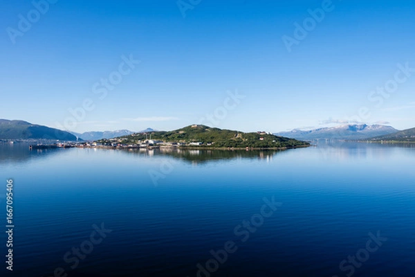 Fototapeta View of The City of Tromso and the Fjord in summer, Norway