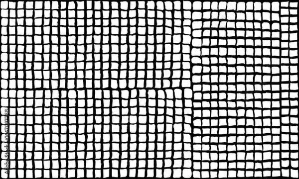 Fototapeta Doodle cell horizontal background with black hand drawn cells