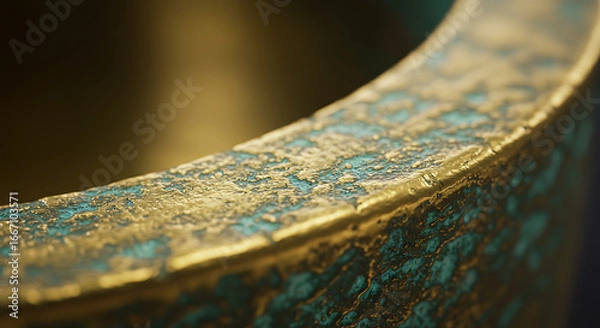 Obraz Close-up of Patina on a Brass Ring, Abstract Texture