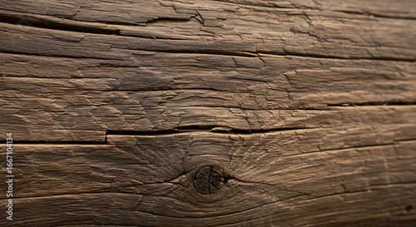 Obraz Detailed Close-up of a Weathered Wooden Beam with Cracks