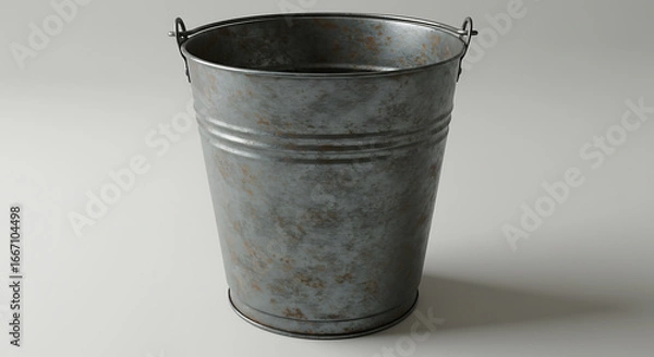 Obraz Aged Metal Bucket with a Weathered Surface