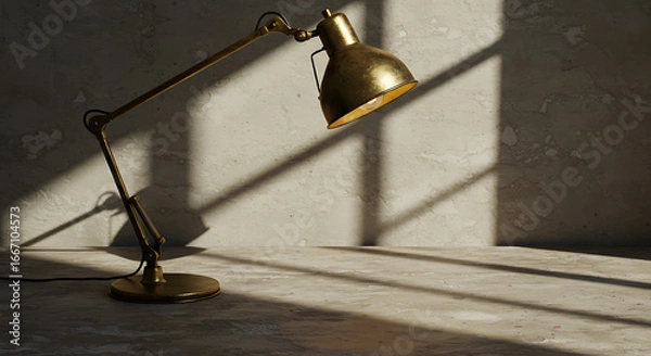 Obraz Vintage Industrial Desk Lamp on a Concrete Surface with Shadows