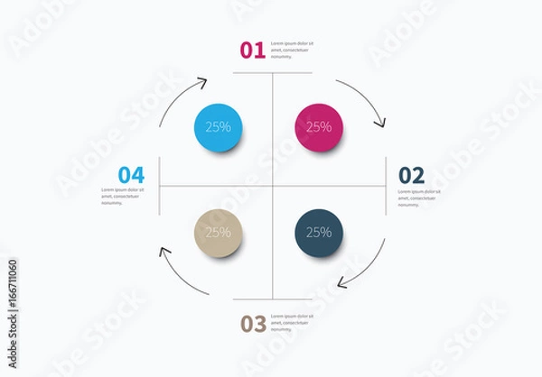 Fototapeta Four Section Circular Infographic Layout 2