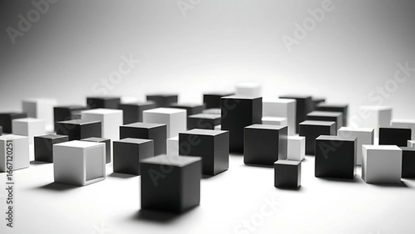Fototapeta Black and White Cubes on Soft White Background