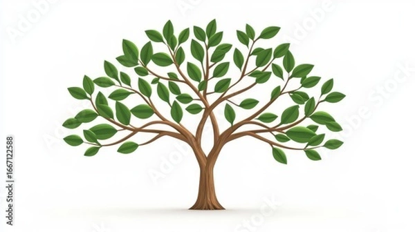 Fototapeta A stylized tree illustration with lush green leaves on a brown trunk, symbolizing nature and growth.