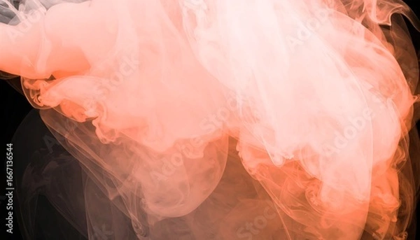 Fototapeta Abstract Pink and Orange Ink Cloud Swirling in Water.