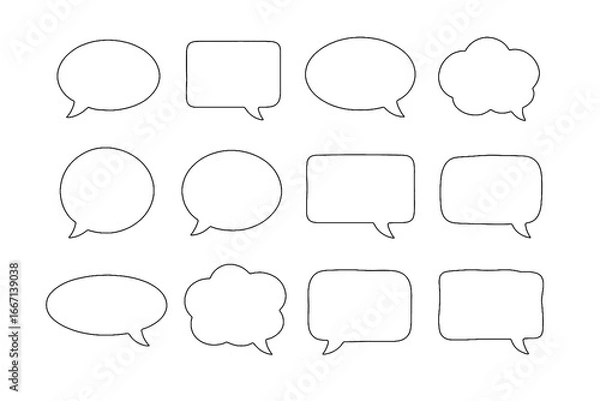 Fototapeta Set of 12 Speech Bubbles on Transparent Background