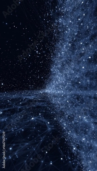 Fototapeta Starry Night Sky with Cosmic Energy and Light Waves