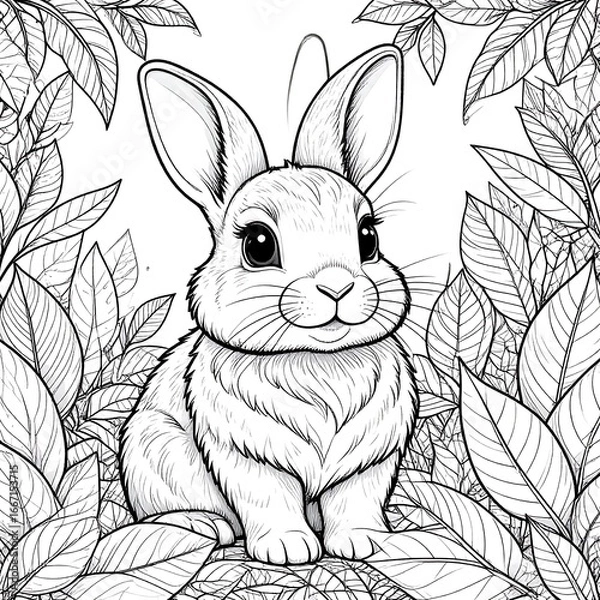 Fototapeta Cute rabbit coloring page