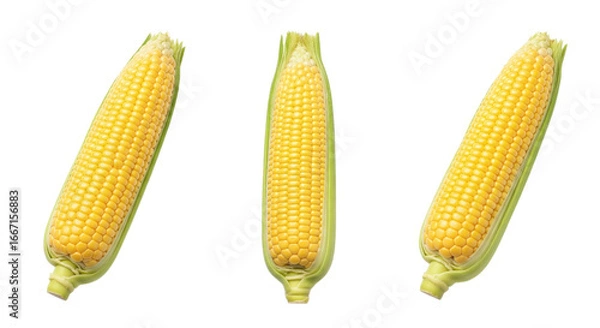 Fototapeta Three fresh ears of corn transparent background