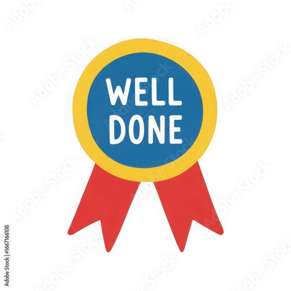 Fototapeta Colorful ribbon award with well done message isolated on transparent background