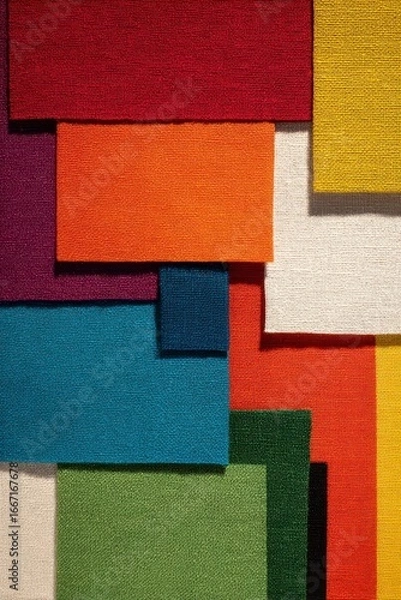 Obraz Colorful Fabric Squares on Textured Background
