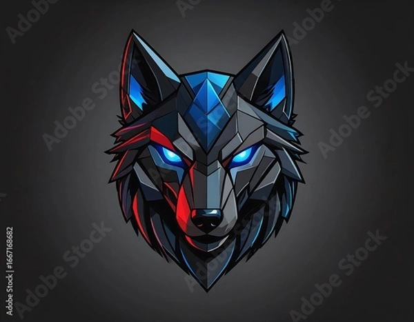 Fototapeta Cyber Wolf Head Portrait