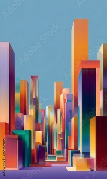 Obraz Colorful Abstract Cityscape with Vibrant Buildings