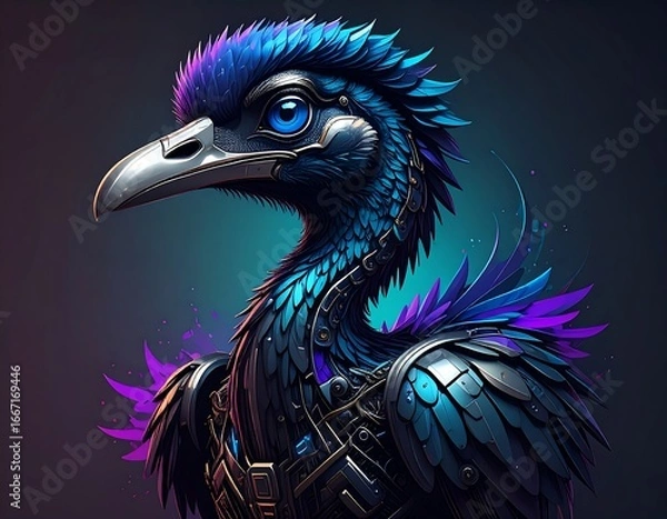 Fototapeta Cybernetic bird portrait
