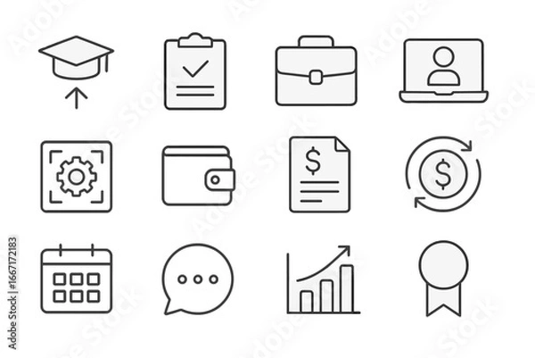 Fototapeta Freelancer geometry depth page vector icons isometric icon collection overview dashboard