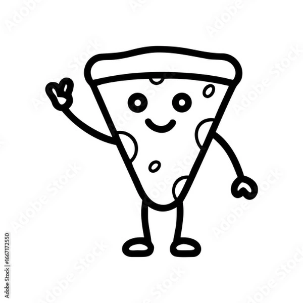 Fototapeta Pizza Slice. Playful character for kids’ menus and fast food marketing